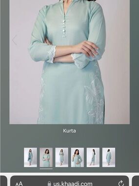 Light Mint Embroidered Kurta Tunic